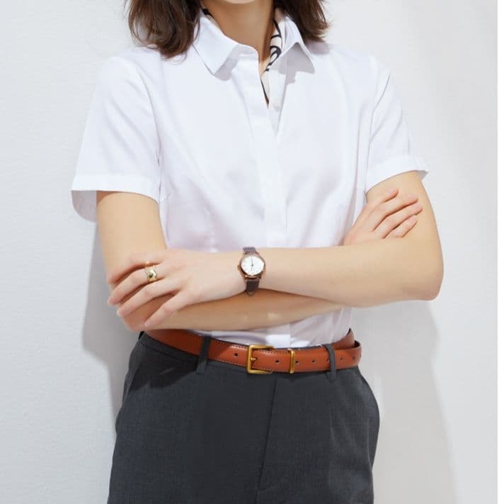 白ブラウス 上質感ベーシック長袖ブラウス