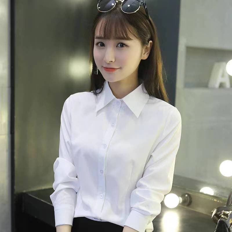 白ブラウス ゆったり美シルエット長袖ブラウス