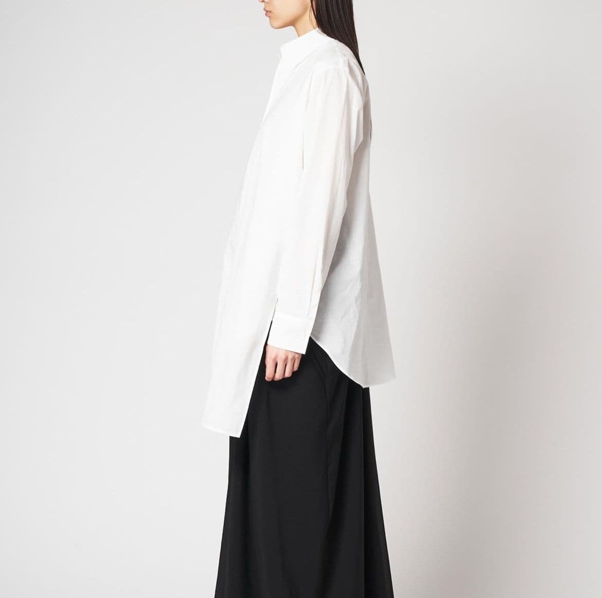 白ブラウス 上質ロングシルエットチュニック